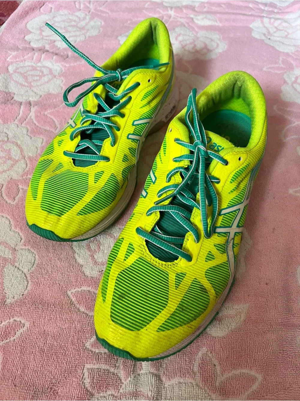 Asics Women’s Neon Yellow & Teal Athletic Running Shoes